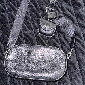 Zadig & Voltaire Black Leather Crossbody Bag with Logo
